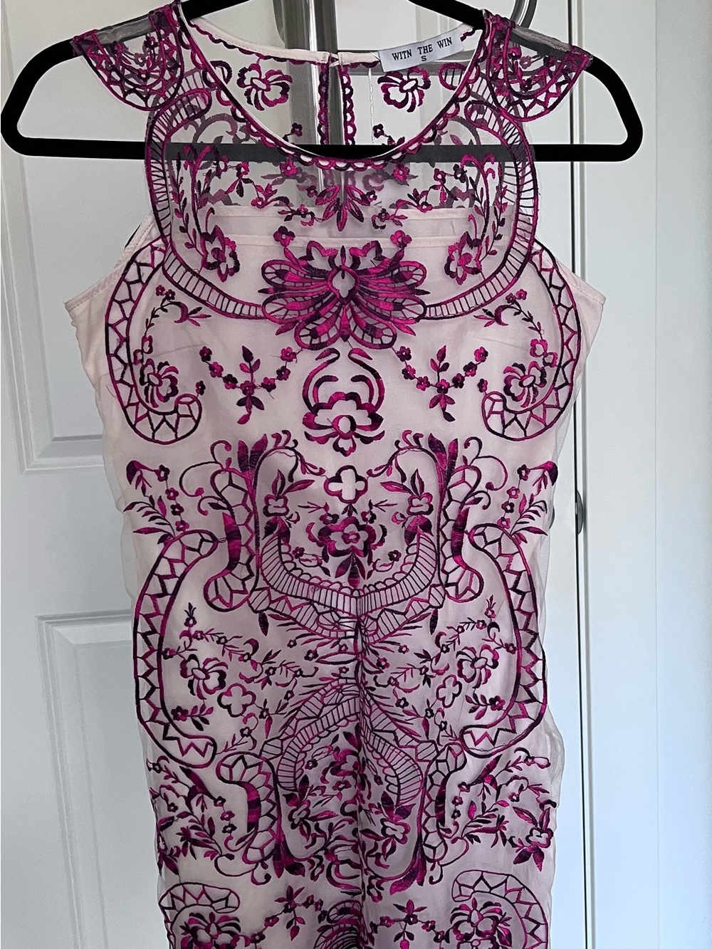 Sheer Embroidered Pink Overlay Dress